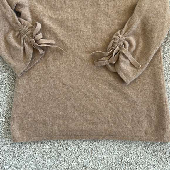 Garnet Hill Tie-Sleeve Cashmere Sweater - Camel - Picture 10 of 11
